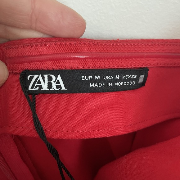 ZARA Red Ruched Cocktail Dress M NWT Strapless Slit Formal Valentine Prom Love - Picture 4 of 16